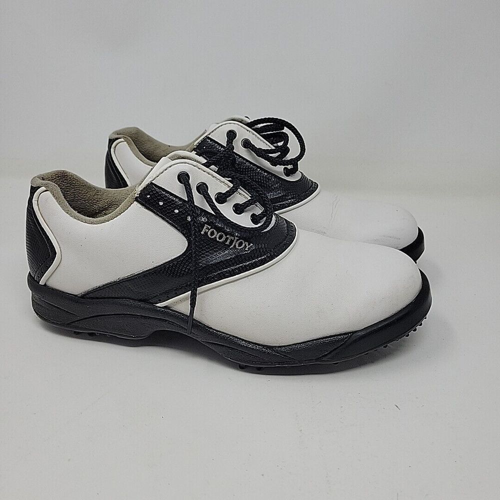FootJoy Women's Soft Spike White Black Golf Shoes GreenJoys 48419 Size 7.5 M